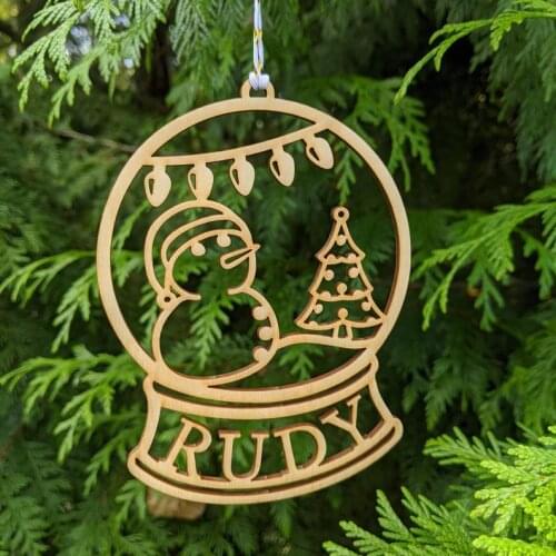 Custom Name Christmas Snowman Ornament- Personalized Christmas Bauble -Custom Ornament Ball Wooden Ornament Ball with name