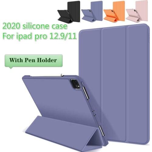 Silicone Case for Ipad 10 2 7th A2197 Air 4 Smart Cover with Pencil Holder for Ipad Pro 11 12 9 2021 Mini 5 A2228 A2231 A2229