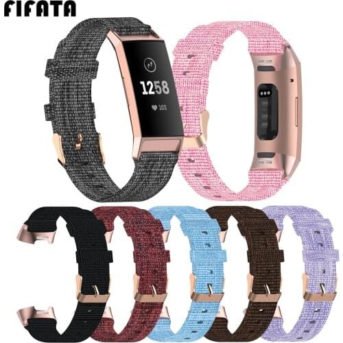 FIFATA Nylon Canvas Wristband For Fitbit Charge 4/Charge 3/Charge 3 SE Smart Watch Replacement Colorful Canvas Watch Strap
