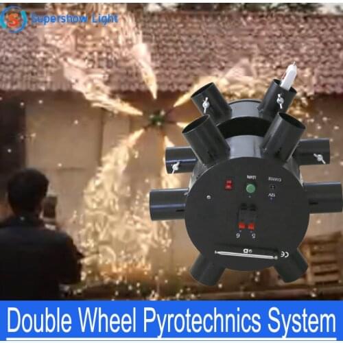 Wedding cold pyro fountain remote control double wheel pyrotechnics systems stage flame fire fireworks ignition system machine