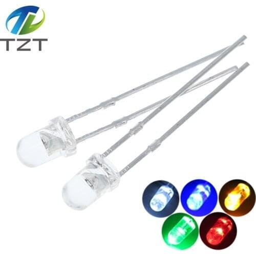 TZT F3 Ultra Bright 3MM Round Water Clear Green/Yellow/Blue/White/Red LED Light Lamp Emitting Diode Dides Kit