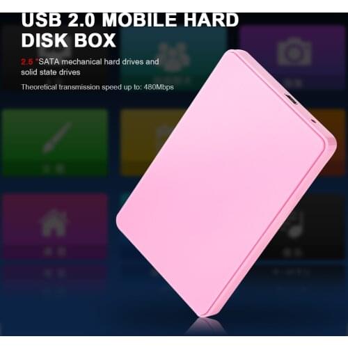 2.5 inch USB 2.0 SATA HDD Hard Disk Drive External Case Portable SSD Box for PC Win7/Win8/Win10/MAC OS
