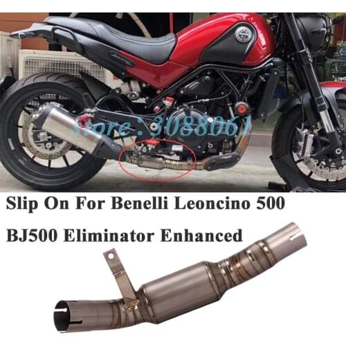 Slip On For Benelli Leoncino 500 BJ500 Motorcycle Exhaust Escape Titanium Alloy Middle Link Pipe Cat Delete Eliminator Enhanced