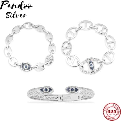 High Quality S925 Silver Jewelry 1:1 Copy, Lucky Eye Bracelet For Women Bracelets&Bangles Chain Bracelet Jewelry Accessories