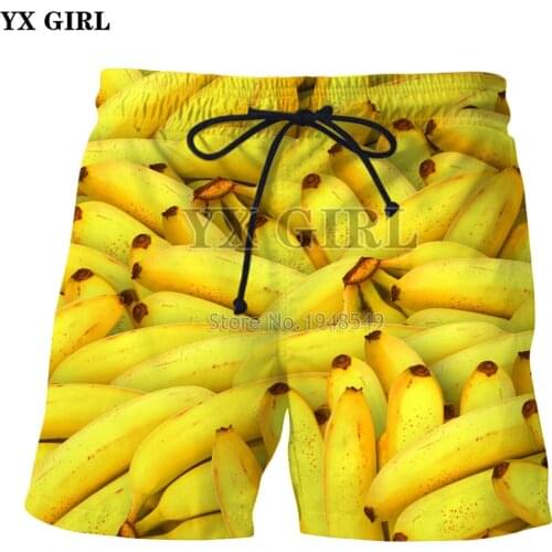 YX GIRL 2018 summer new style Fashion shorts food Banana / blue jelly / raspberries bokeh Print 3d Casual Men Women Shorts
