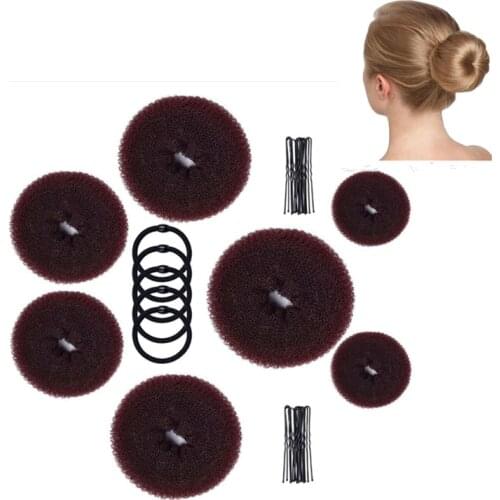 Donut Bun Maker Hair Bun Maker 7pcs Hair Ring Style Bun Maker Set With 5pcs Hair Elastic Bands 10pcs Hair Pins Hair Styling Tool