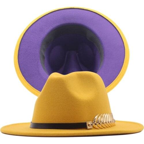 New Black Double-Sided Color Matching Ladies Autumn And Winter Warm Wool Hat Metal Fish Bone Harajuku Style Woolen Jazz Hat