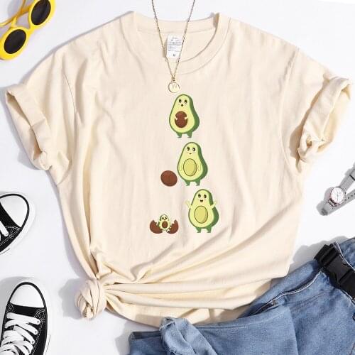 Cartoon Cute Avocado Women Tees Shirts Anime Womenswear Summer Spring Vogue Tshirt Fashionable Tops Oversized womens T Shirts