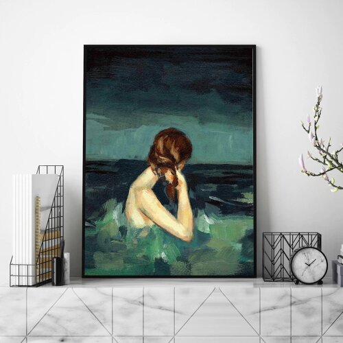 Married to the Sea Impressionism Oil Painting Retro Happiness Poster Print Canvas Art Giclee Wall Picture for Living Room Decor