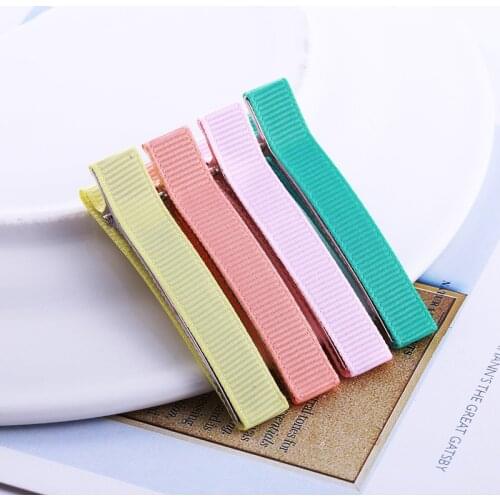 Women Hair Clips Accessories for Girl Teeth Hairpins Headwear Covered Ribbon 6CM Double Prong Alligator Barrette 20pcs FJ3202