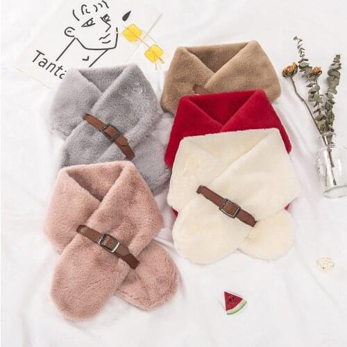 Women Faux Fur Scarf Soft Plush Thicken Snood Scarves Shawl Fashion Winter Luxury Warm Fashion Shawl For Adult Kids