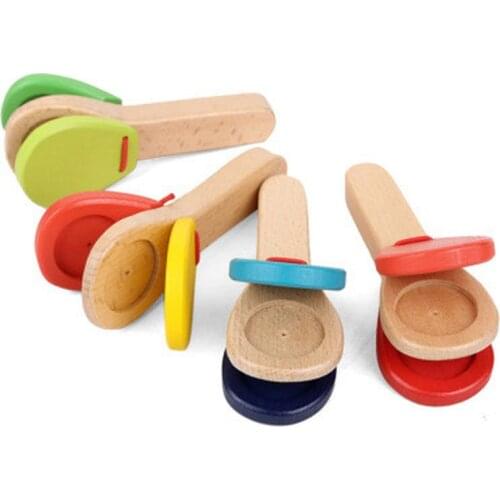 1PC Wooden Percussion Handle Clapping Castanets Board for Baby Musical Instrument Preschool Early Educational Toys