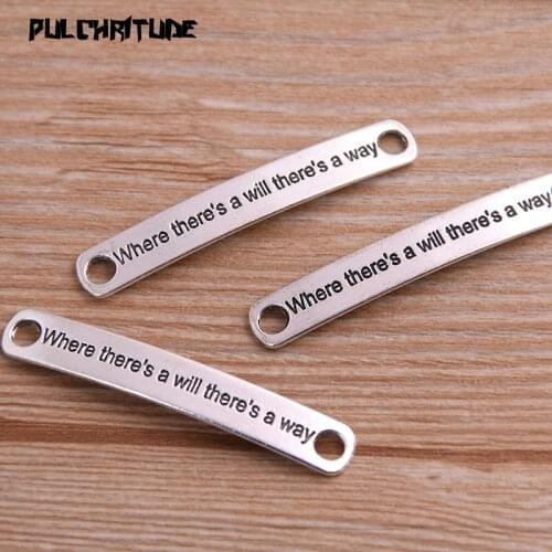 10pcs 7*45mm Letter Charms Double Hole Connector Jewelry Making DIY Handmade Craft DIY
