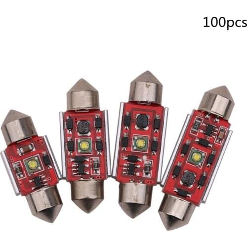 100PCS Car Festoon C5W Cree Chip Bulb 31mm/36mm/39mm/41mm5W 12V Car LED Lighting Lamp Interior Dome Reading License Plate Lights