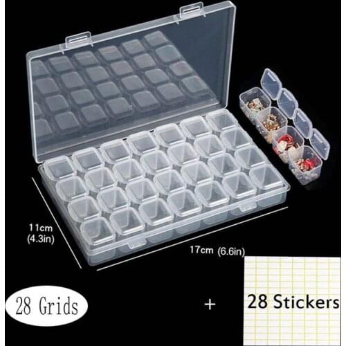 28 Slots Colorful Plastic Storage Box Nail Art Decorating Tool Container Pill Box Jewelry Box Display Case Makeup Organizer