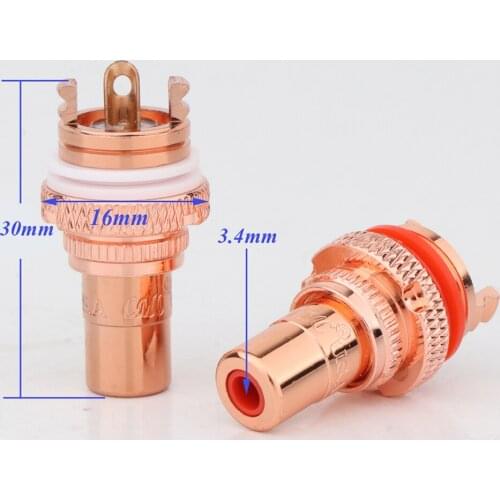 4pcs RS3016 Red Copper Plated Hifi Audio RCA Terminal Sockets RCA Socekt Chassis Connector For CD Amplifier