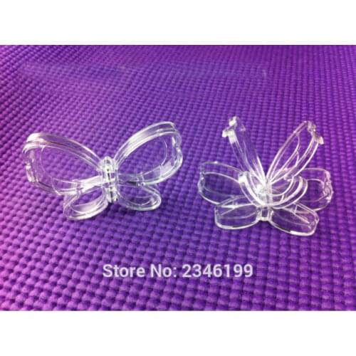 50pcs/lot 4grids Clear Eyeshadow Powder Container, Empty Butterfly Shape Lip Gloss Compact Case, DIY Cosmetic Powder Subpackage