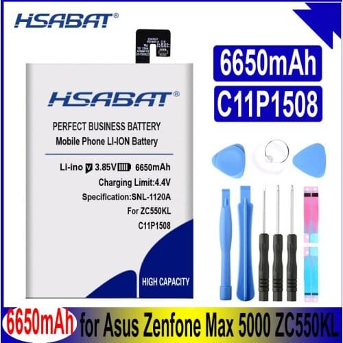 HSABAT 6650mAh C11P1508 Battery for Asus Zenfone Max 5000 5000Z ZC550KL Z010AD Z010DD C550KL Z010DA