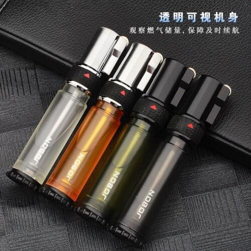 Briquets Et Accessoires Fumeurs Visible Steam Silo Straight Blue Flame Grinding Wheel Windproof Inflatable Lighter Gift for Men