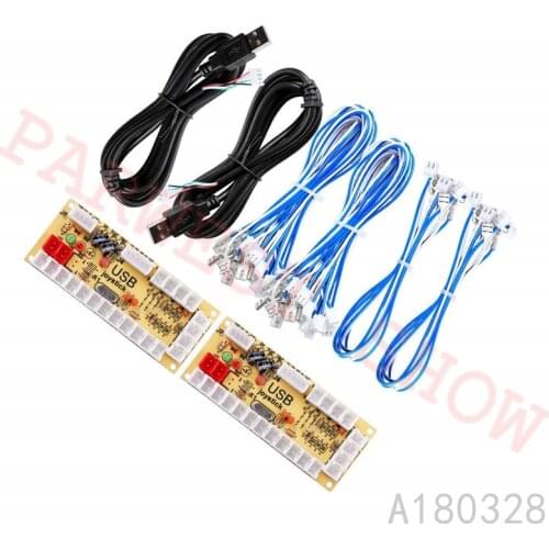 10PCS Zero Delay Arcade USB ENCODER PC TO ARCADE JOYSTICK FOR 5PIN JOYSTICK & 2.8MM/4.8MM BUTTON Metal & Plastic With USB Cables