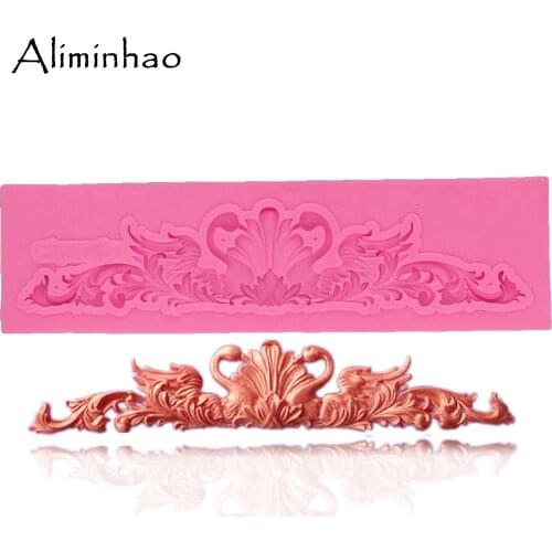 B0928 Swan shape Emboss lace cake border DIY Silicone mold chocolate fondant cake decorating tools Flexible