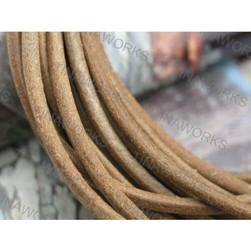 FREE SHIPPING 20Yards Round Undyed Natural Color Real Leather Jewelry Cord 4.0mm
