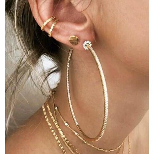 Large circle Europe and the United States exaggerated personality full of drill-encrusted earrings net red