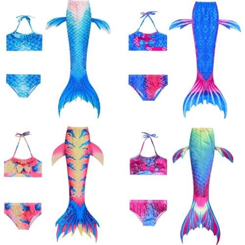2021 Summer Girl Mermaid Swimsuit Kids Beach Swimming 3 Pcs Sets Child Baby Girl Halloween Carnival Pool Party Bathing Clothing
