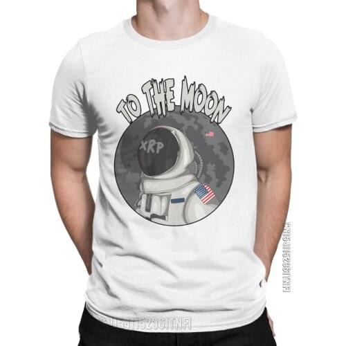 Mens T-Shirts XRP Ripple To The Moon Astronaut Novelty Pure Cotton Tees Classic Short Sleeve T Shirt O Neck Tops 2XL 3XL
