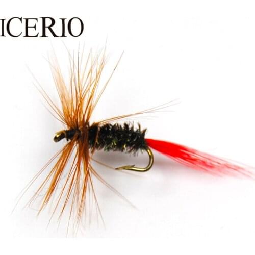 ICERIO 8PCS Red Tail Mayfly Dry Flies Trout Fly Fishing Lures #12