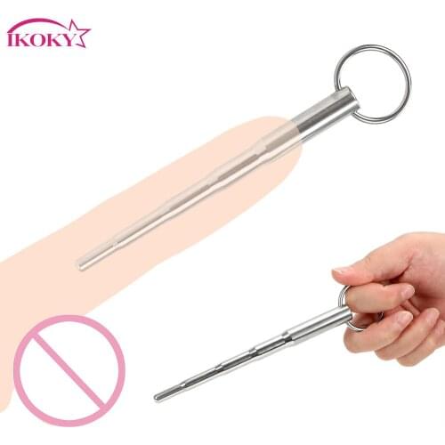 IKOKY Stainless Steel Male Chastity Device Sex Toys for Men Urethral Dilators Catheters Sounds Penis Plug