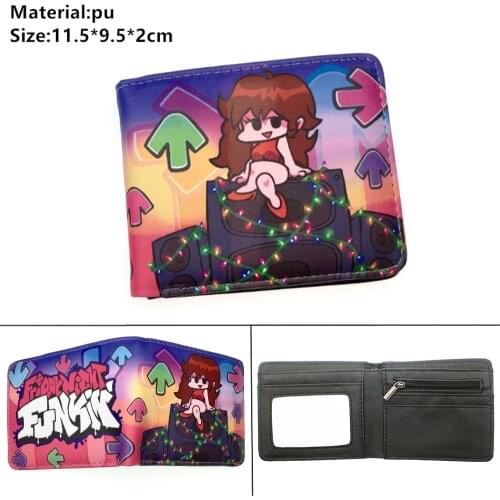 Short Wallet Friday Night Funkin PU Coin Pocket Casual Student Colour Bifold Photo Card Holder Leather Boys Girls Cartoon Purses