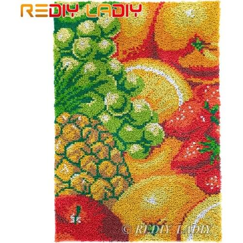 Latch Hook Kits Autumn Fruits DIY Carpet Rug Lush Tapestry Kits Chunky Yarn Knitted Floor Mat Crochet Cushion Crafts 58*88cm