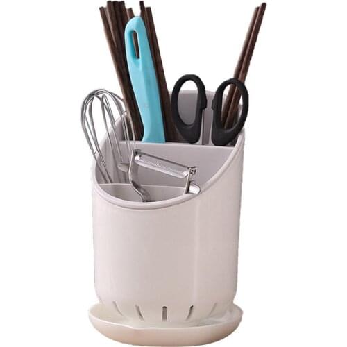 Kitchen Utensil Storage Organizer With Draining Rack Spoon Fork Chopstick Knife Cutlery Storage Holder