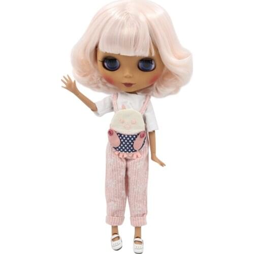 ICY DBS Blyth doll black skin Matte face Joint body short pink hair BL136/2352