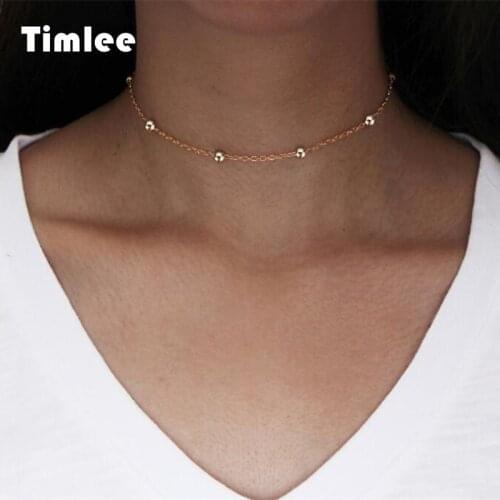 Timlee N131 BD Contracted Chain Copper beads Choker Necklaces, Fashion Jewelry Wholesale