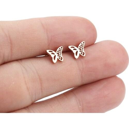 Butterfly Style of Stainless Steel Mini Ear Nails rose gold body jewelry for women