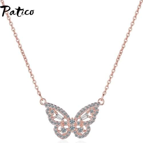 Fashion 925 Sterling Silver Butterfly Statement Necklaces For Women Charm Clavicle Chain Chokers Pendant Party Jewelry Gift