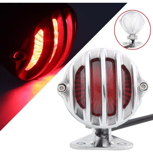 Motorcycle Retro Grill Adjustable LED Taillight Alloy Stop Signal Brake Light For Harley Chopper Bobber Yamaha Honda Universal