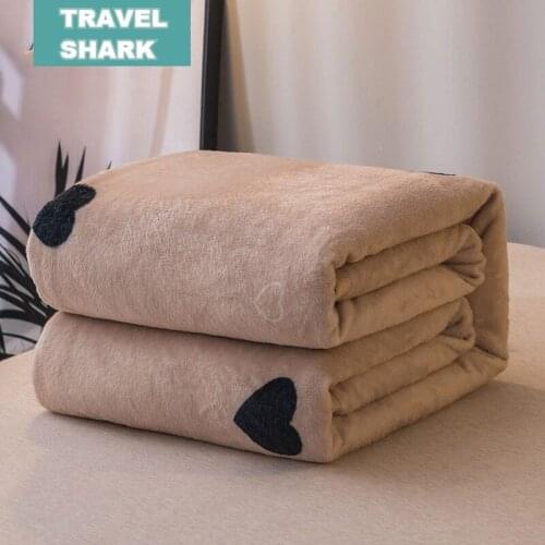 Flannel blanket plush bedspread sofa Soft adult Plaid Throw Blanket bedspread sofa cover TRAVEL SHARK