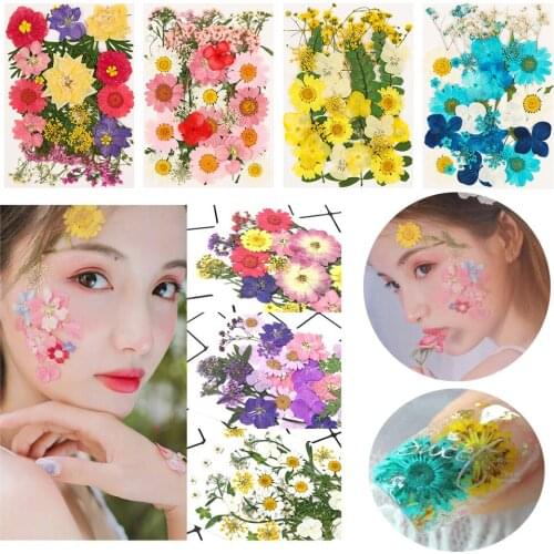 Real Dried Flower Face Sticker Decor Multi-purpose 3D Pressed Mixed DIY Floral Decors UV Gel Nail Art Tips Women Beauty Sticker
