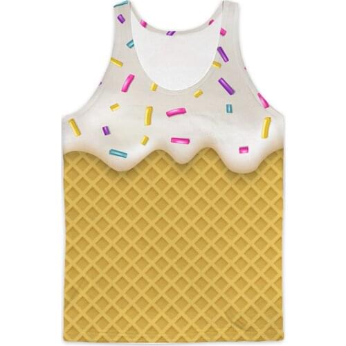 REAL American SIZE Ice Cream Cone fashion 3D Sublimation Print Tank top - plus size 4XL 5xl 6XL
