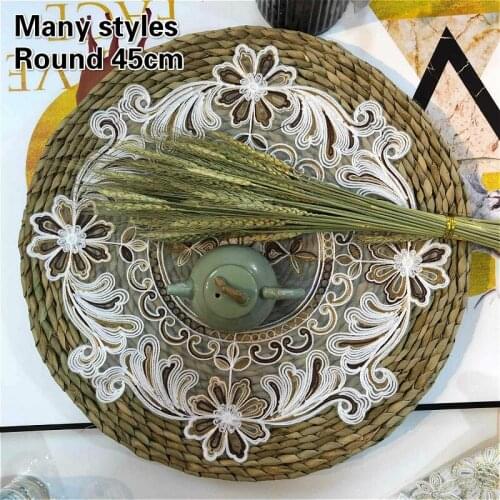 NEW Variety Of European Seiko Lace Embroidered Round Octagonal Placemat Coaster Food Snacks Drink Mat Bedroom Small Table Cloth