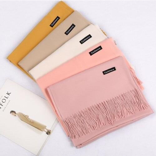 New Autumn and Winter Pure Color Cashmere Scarf In 2020. 250g Popular Monochrome Tassel Twill Warm Shawl
