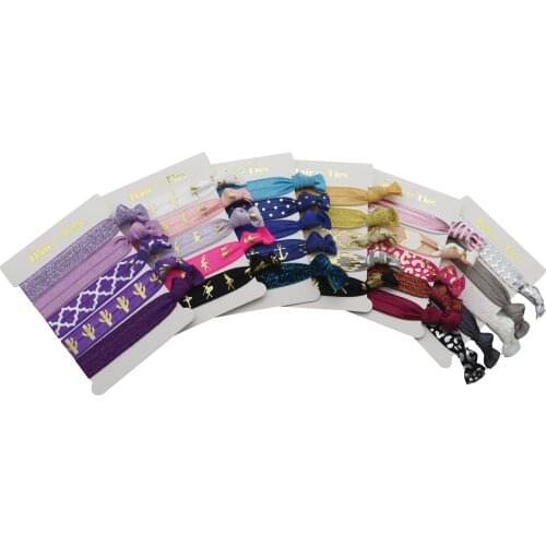Popular design printed elastic ponytail hair ties 5sets/lot(5pcs per set,25pcs in total)