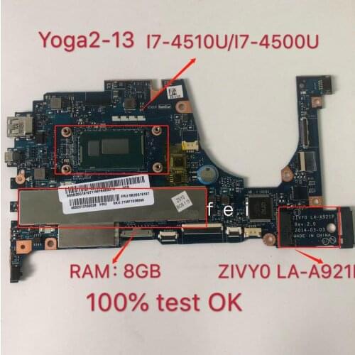 Applicable to YOGA2-13 notebook motherboard I7-4510U 8G I7-4500U 8G number LA-A921P FRU 90005926
