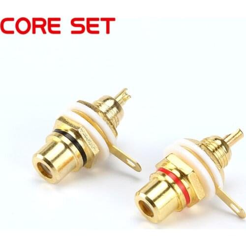 10pcs RCA Female Connector Socket Adapter Plug For 3.5mm Audio Plug AV Plug Gold Red Black Panel Connector For Amplifier Speaker