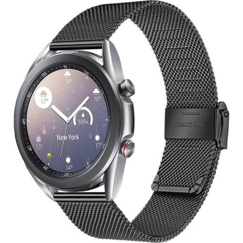 For Samsung Galaxy Watch3 41/45mm band 20mm 22mm Solid Stainless Steel Wristbands Mesh Metal Bracelet for Galaxy Watch42mm Strap