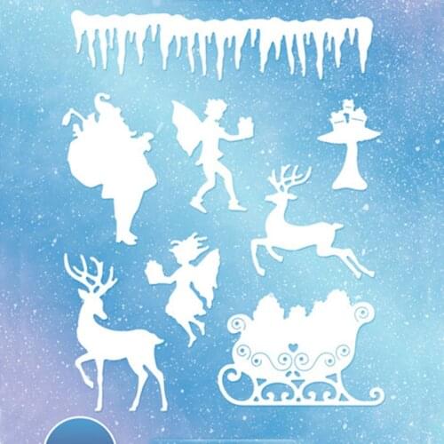 Christmas Santa Elf Deer Sled Gift Ice Sculpture Metal Cutting Dies Template DIY Scrapbook Embossing Paper Cards Making New Dies