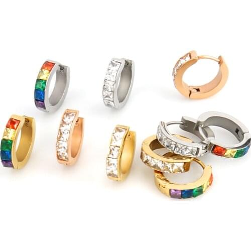 Earrings For Women 2021 Jewelry Gift Stainless Steel Earrings Zircon Earrings Geometric Earring For Women Simple Cute Girl Gift